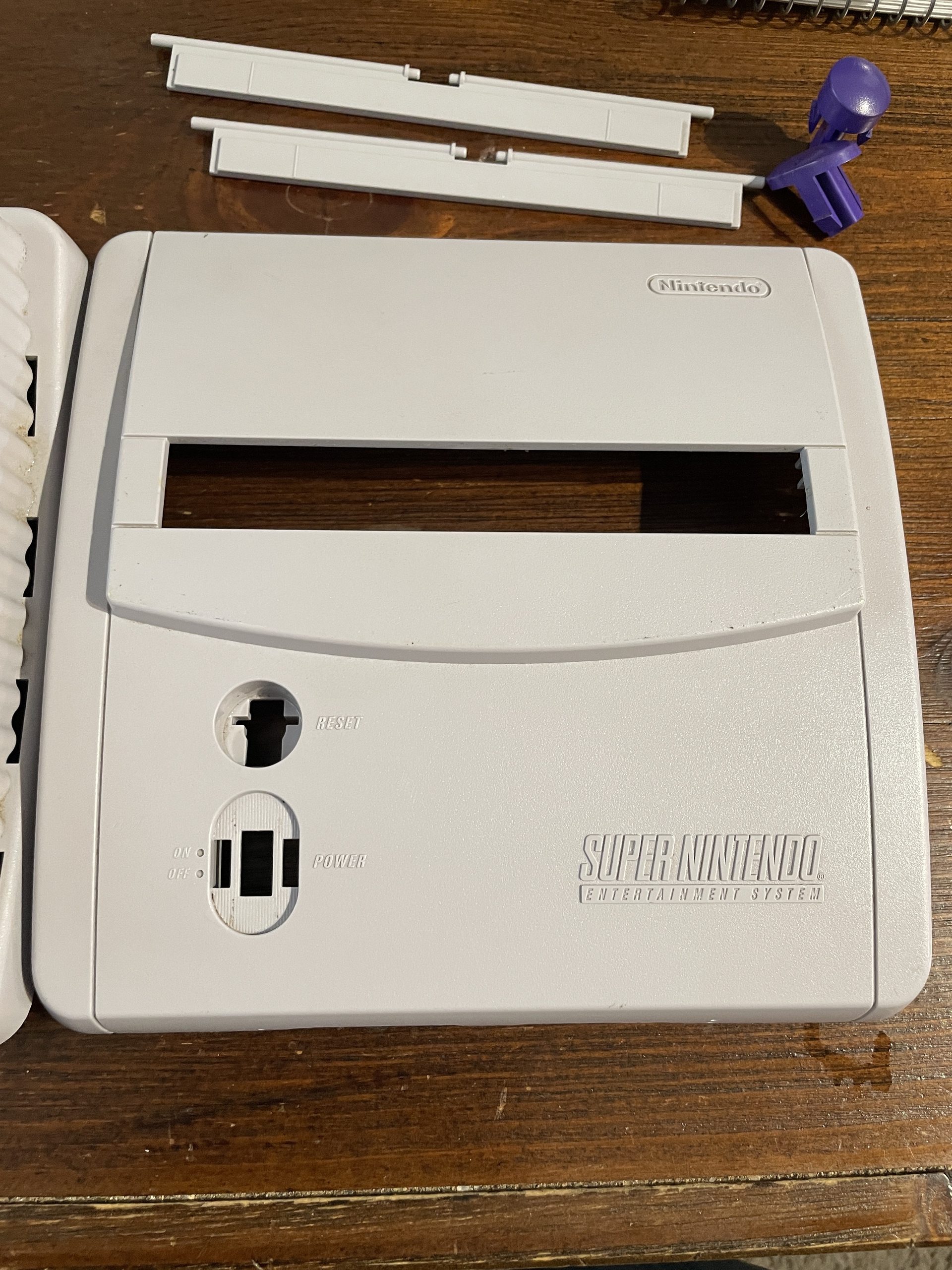 The top of the SNES Jr. shell, after cleaning